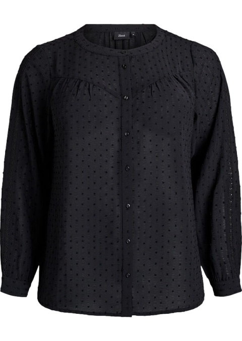 ZIZZI ELEGANCKA CZARNA KOSZULA TEKSTUROWA 211A