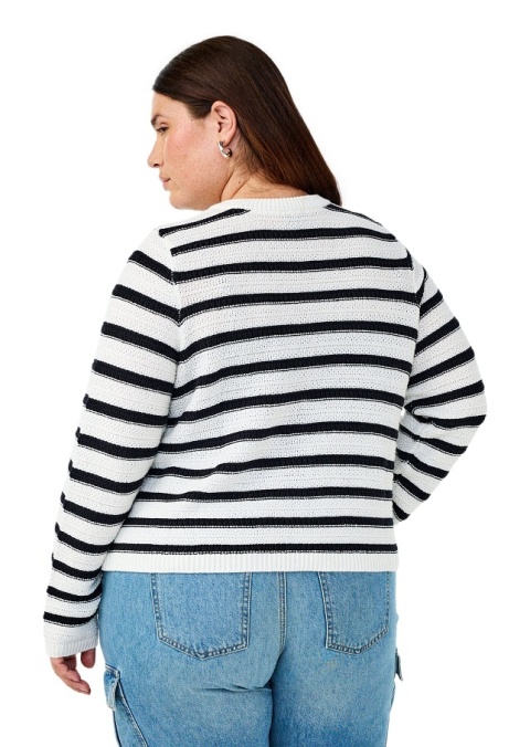 ZIZZI BIAŁY DZIANINOWY SWETEREK KARDIGAN W PASKI 431A