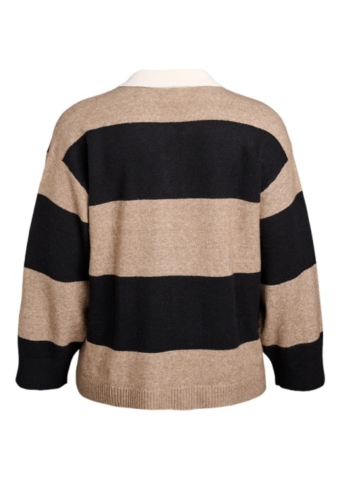 ZIZZI BEŻOWA DZIANINOWA BLUZKA W PASKI KOŁNIERZYK 473H