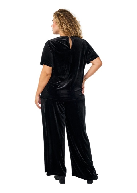 ZIZZI CZARNE SZEROKIE SPODNIE WELUROWE 336D