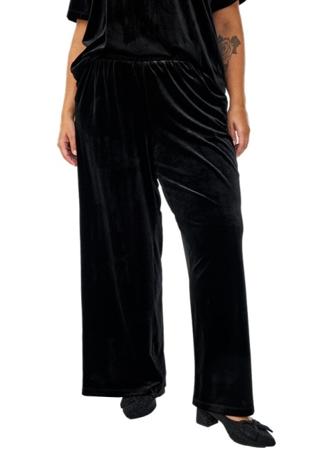 ZIZZI CZARNE SZEROKIE SPODNIE WELUROWE 336D