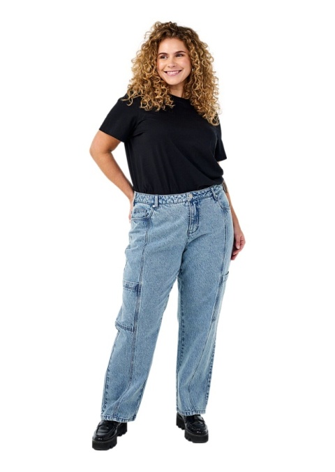 ZIZZI BŁĘKITNE SPODNIE JEANSY CARGO WYSOKI STAN 042I