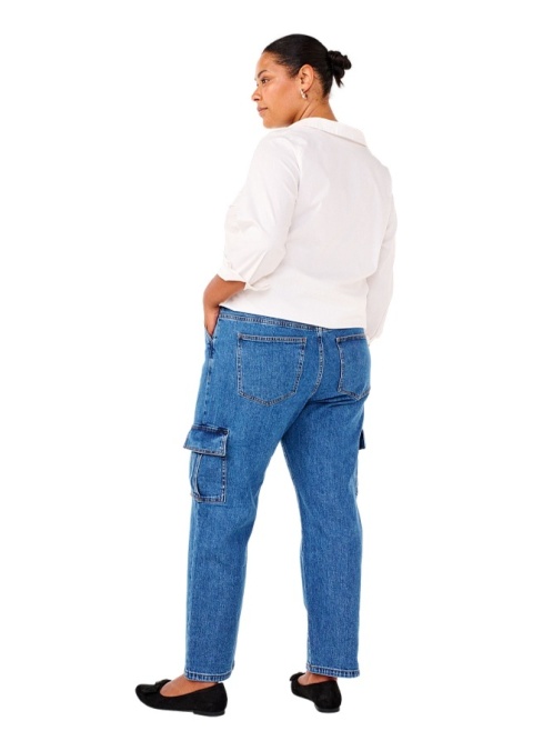 ZIZZI NIEBIESKIE SPODNIE JEANSY CARGO WYSOKI STAN 071G