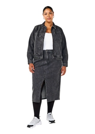 ZIZZI CIEMNOSZARA JEANSOWA SPÓDNICA ROZCIĘCIE 071I