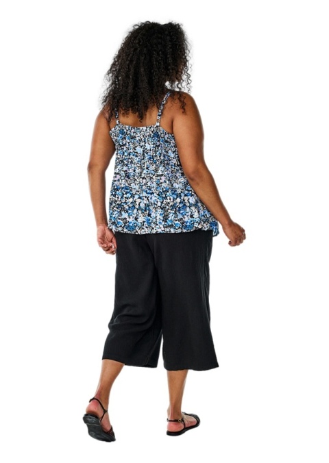 ZIZZI CZARNE PROSTE SPODNIE 7/8 LEN WISKOZA 077P