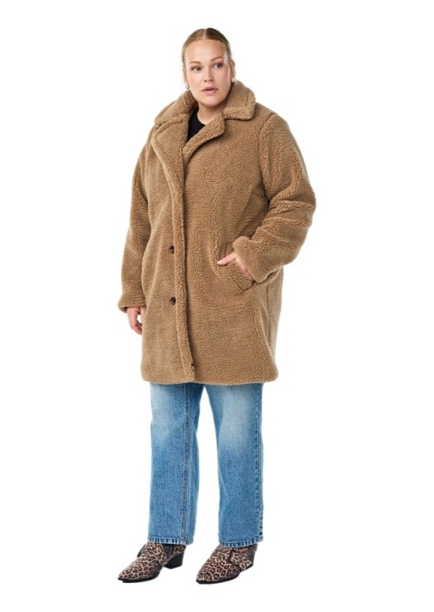 ZIZZI BEŻOWA PLUSZOWA KURTKA PŁASZCZ 529A