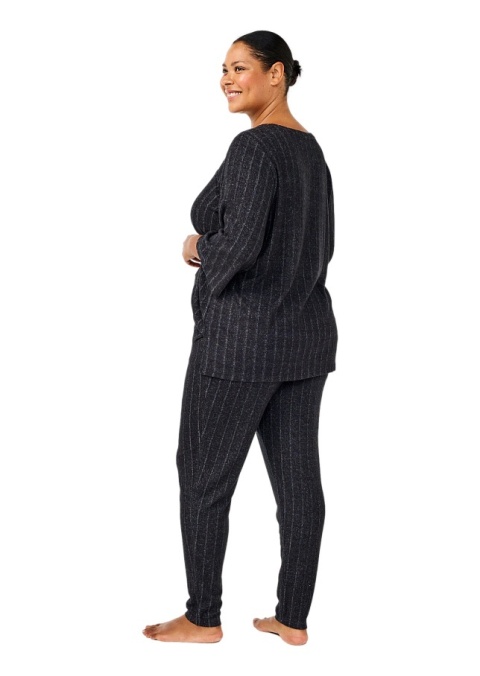 ZIZZI WYGODNE DRESOWE CZARNE SPODNIE PRĄŻKI 071B