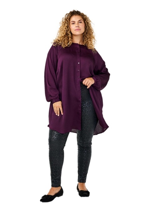 ZIZZI CZARNE SKÓRZANE LEGGINSY WZÓR KORONKA 600A