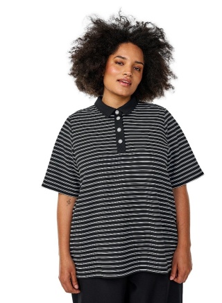 ZIZIZ BLUZKA KOSZULKA POLO CZARNA GUZIKI PASKI 656A