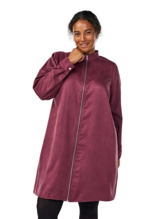 ZIZZI DŁUGA BORDOWA KOSZULA TUNIKA ZAMSZ SUWAK 705A