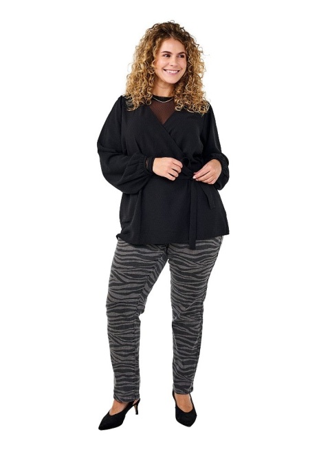 ZIZZI ELEGANCKA CZARNA BLUZKA KOPERTOWA 495AW