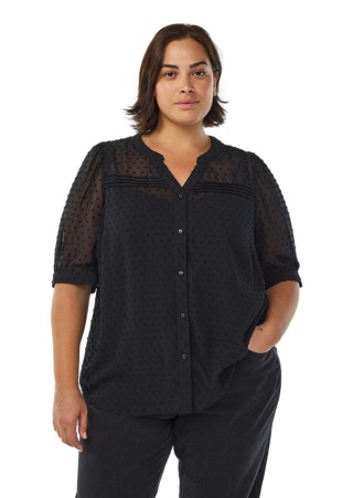 ZIZZI ELEGANCKA CZARNA KOSZULA BLUZKA TEKSTUROWA 697A