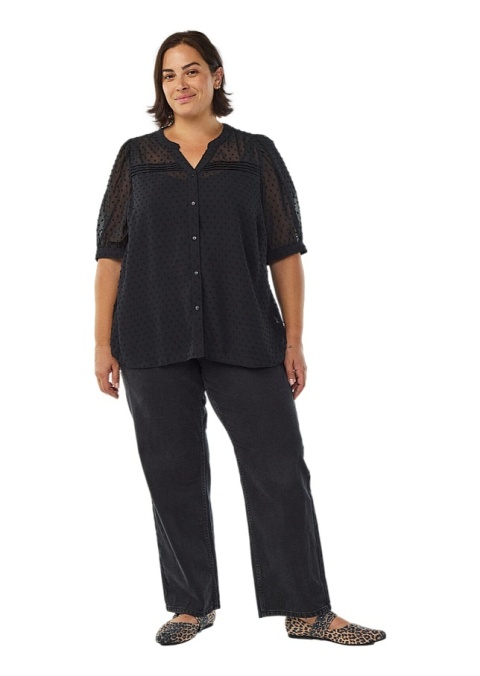 ZIZZI ELEGANCKA CZARNA KOSZULA BLUZKA TEKSTUROWA 697A