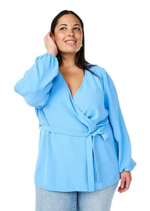 ZIZZI ELEGANCKA NIEBIESKA BLUZKA KOPERTOWA 495AW