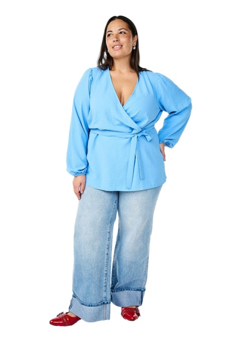 ZIZZI ELEGANCKA NIEBIESKA BLUZKA KOPERTOWA 495AW