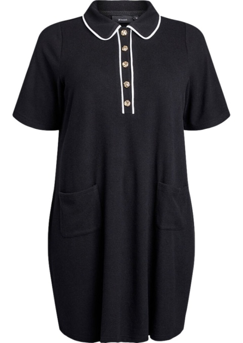 ZIZZI ELEGANCKA TUNIKA SUKIENKA POLO CZARNA 702A