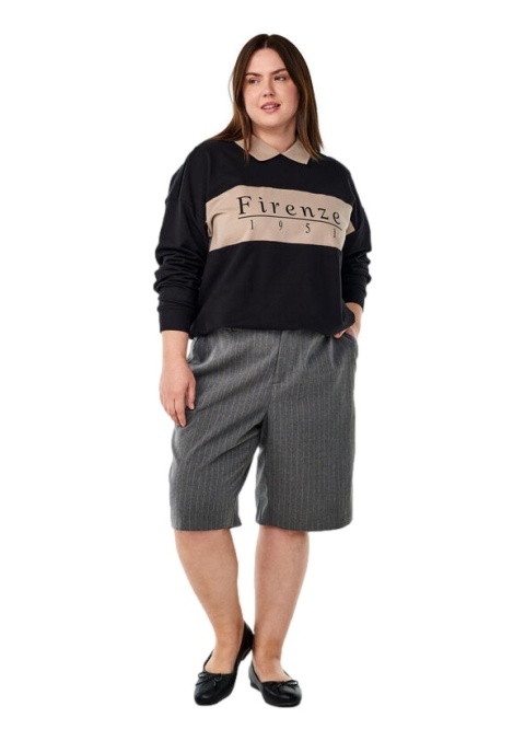 ZIZZI KOMFORTOWA CZARNA BLUZA POLO NADRUK 157A