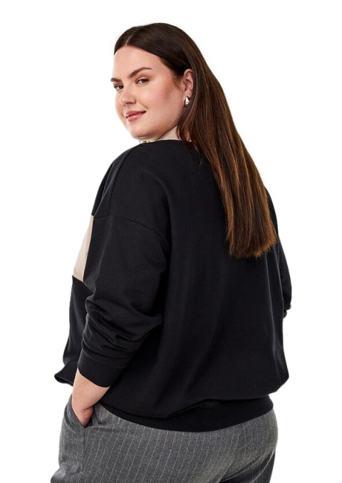 ZIZZI KOMFORTOWA CZARNA BLUZA POLO NADRUK 157A