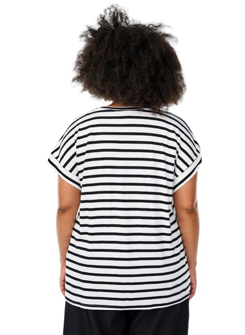 ZIZZI KOSZULKA T-SHIRT BIAŁO CZARNA PASKI 332A