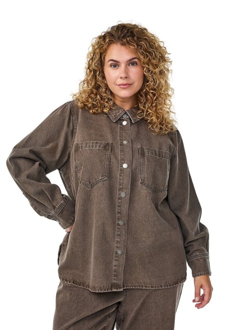 ZIZZI MODNA KOSZULA JEANSOWA SZAROBRĄZOWA 096B