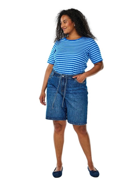 ZIZZI NIEBIESKI T-SHIRT KOSZULKA BAWEŁNA PASKI 622B