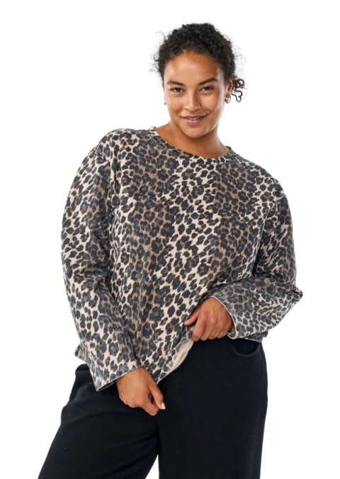 ZIZZI VINTAGE BRĄZOWA BLUZKA WZÓR PANTERKA 169A