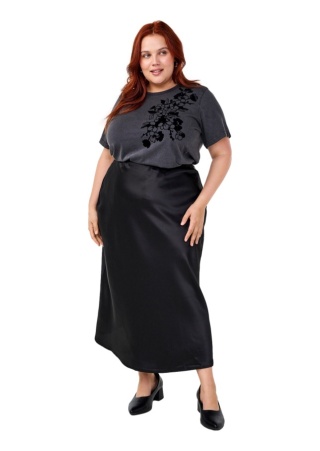ZIZZI SATYNOWA CZARNA SPÓDNICA MIDI 277A