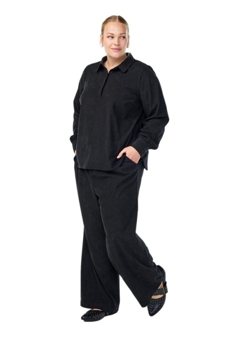 ZIZZI SZTRUKSOWE PROSTE SPODNIE CZARNE 193B