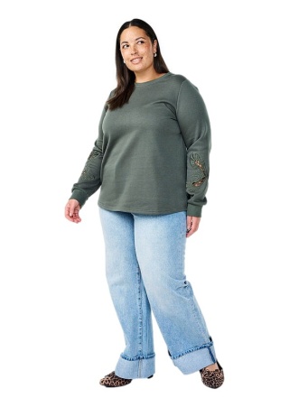 ZIZZI WYGODNA ZIELONA BLUZA HAFT 615A