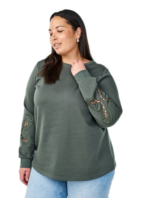 ZIZZI WYGODNA ZIELONA BLUZA HAFT 615A