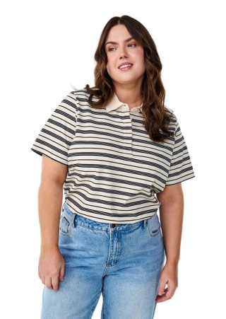 ZIZZI MODNA KOSZULKA BLUZKA POLO BIAŁA PASKI 611C