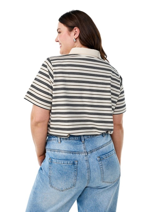 ZIZZI MODNA KOSZULKA BLUZKA POLO BIAŁA PASKI 611C