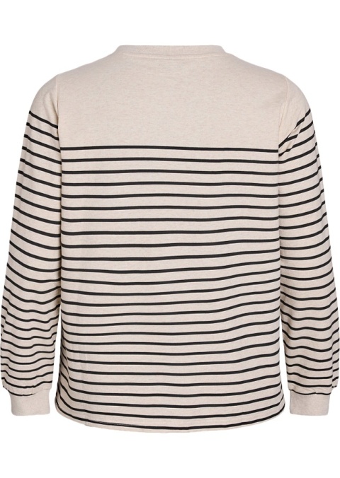 ZIZZI WYGODNA BEŻOWA BLUZA W PASKI NAPIS 312A