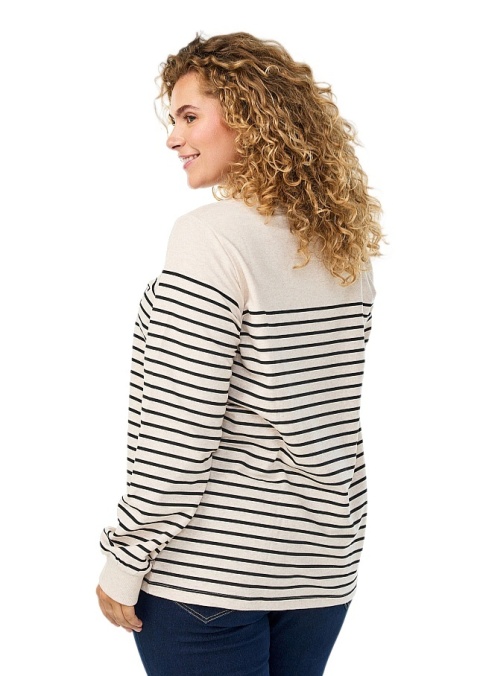 ZIZZI WYGODNA BEŻOWA BLUZA W PASKI NAPIS 312A
