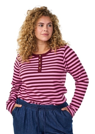 ZIZZI RÓŻOWA PRĄŻKOWANA BLUZKA W PASKI GUZIKI 662A