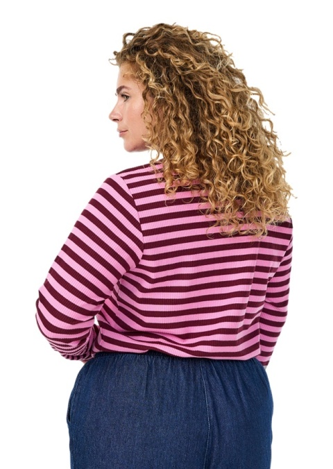 ZIZZI RÓŻOWA PRĄŻKOWANA BLUZKA W PASKI GUZIKI 662A