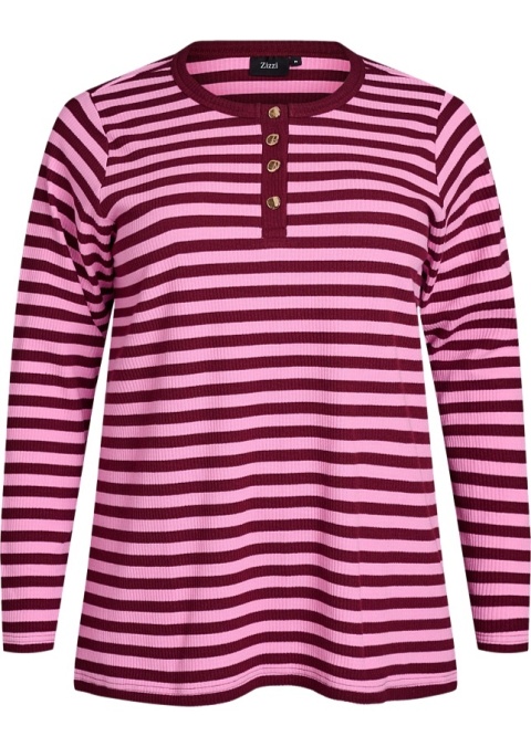 ZIZZI RÓŻOWA PRĄŻKOWANA BLUZKA W PASKI GUZIKI 662A