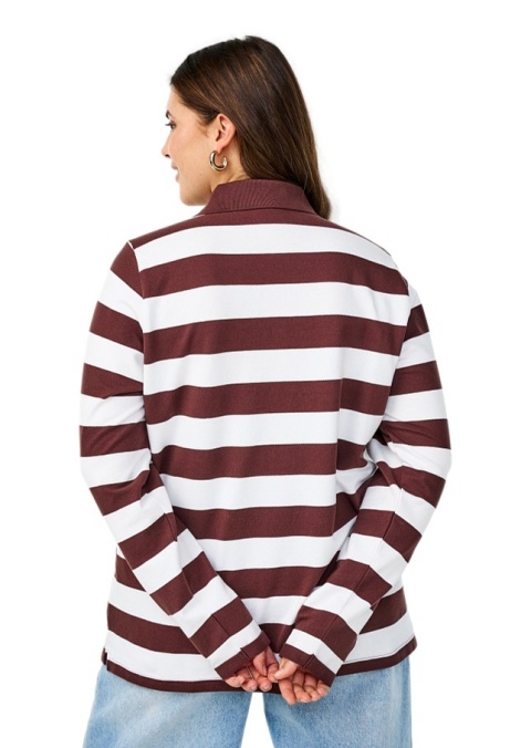 ZIZZI LUŹNA BORDOWA BLUZKA POLO W PASKI 601A