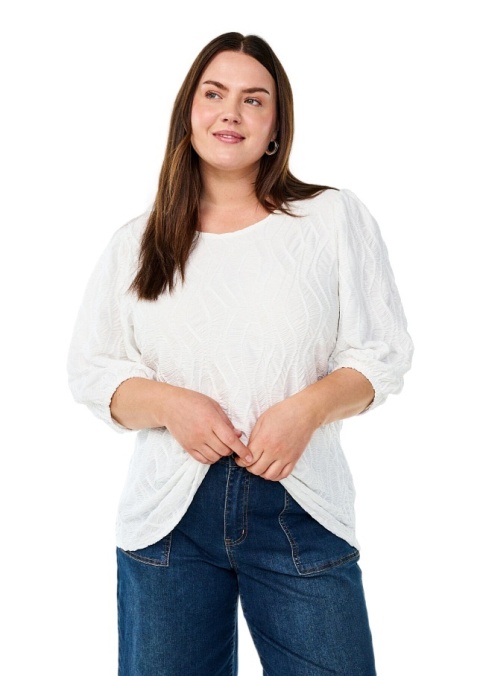 ZIZZI ELEGANCKA BIAŁA BLUZKA TEKSTURA 217B