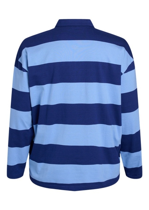 ZIZZI NIEBIESKA BLUZKA POLO W PASKI NAPIS BAWEŁNA 563BW