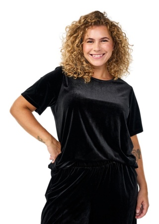 ZIZZI CZARNA WELUROWA BLUZKA ŁEZKA 336F