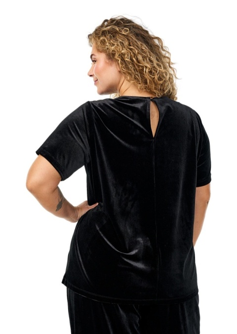 ZIZZI CZARNA WELUROWA BLUZKA ŁEZKA 336F