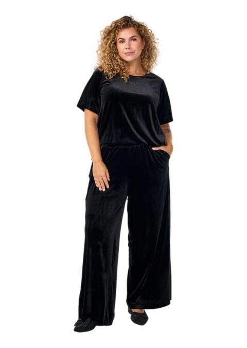 ZIZZI CZARNA WELUROWA BLUZKA ŁEZKA 336F