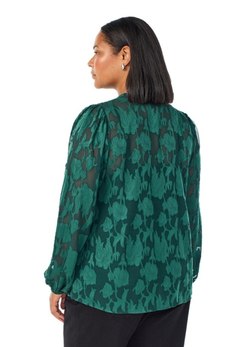 ZIZZI ZIELONA ŻAKARDOWA BLUZKA KOSZULOWA 183B