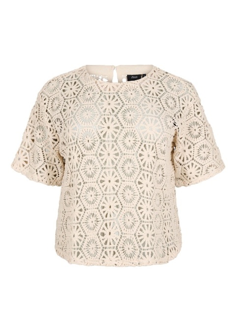 ZIZZI BEŻOWA SZYDEŁKOWA BLUZKA BAWEŁNA 112B