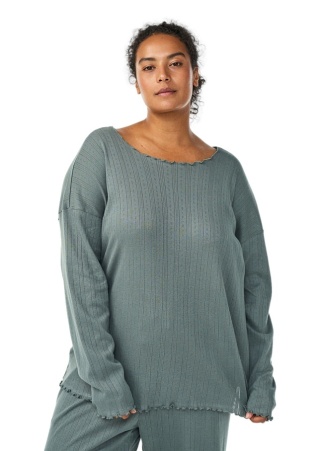 ZIZZI ZIELONA BLUZKA PIŻAMA HAFT BAWEŁNA 089B