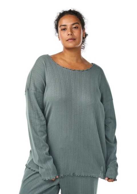 ZIZZI ZIELONA BLUZKA PIŻAMA HAFT BAWEŁNA 089B