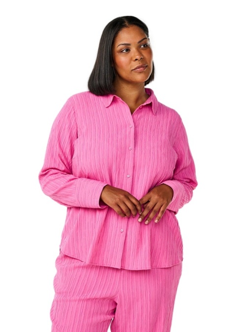 ZIZZI UROCZA RÓŻOWA KOSZULA STRUKTURA 063A
