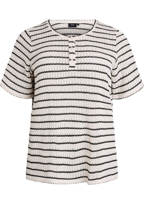 ZIZZI BIAŁA DZIANINOWA BLUZKA W PASKI GUZIKI 308A