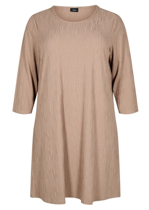 ZIZZI WYGODNA BEŻOWA SUKIENKA FAKTURA 053F